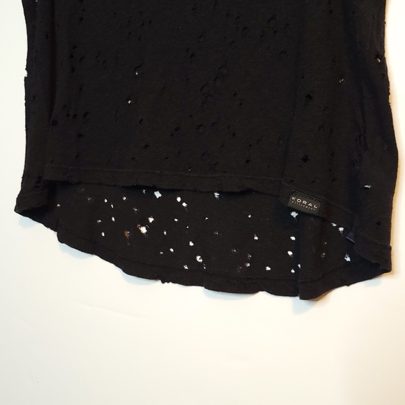 KORAL Organic Hemp Cotton Factory Distressed Laser Cut Black Hi Lo Tank Top sm - Picture 3 of 8
